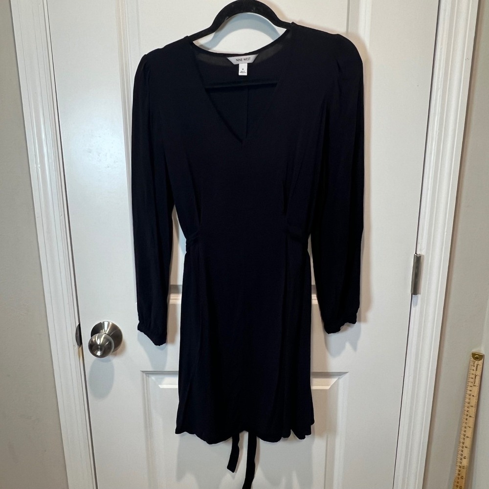 Nine West Womens Mini Dress V-Neck Black Size M